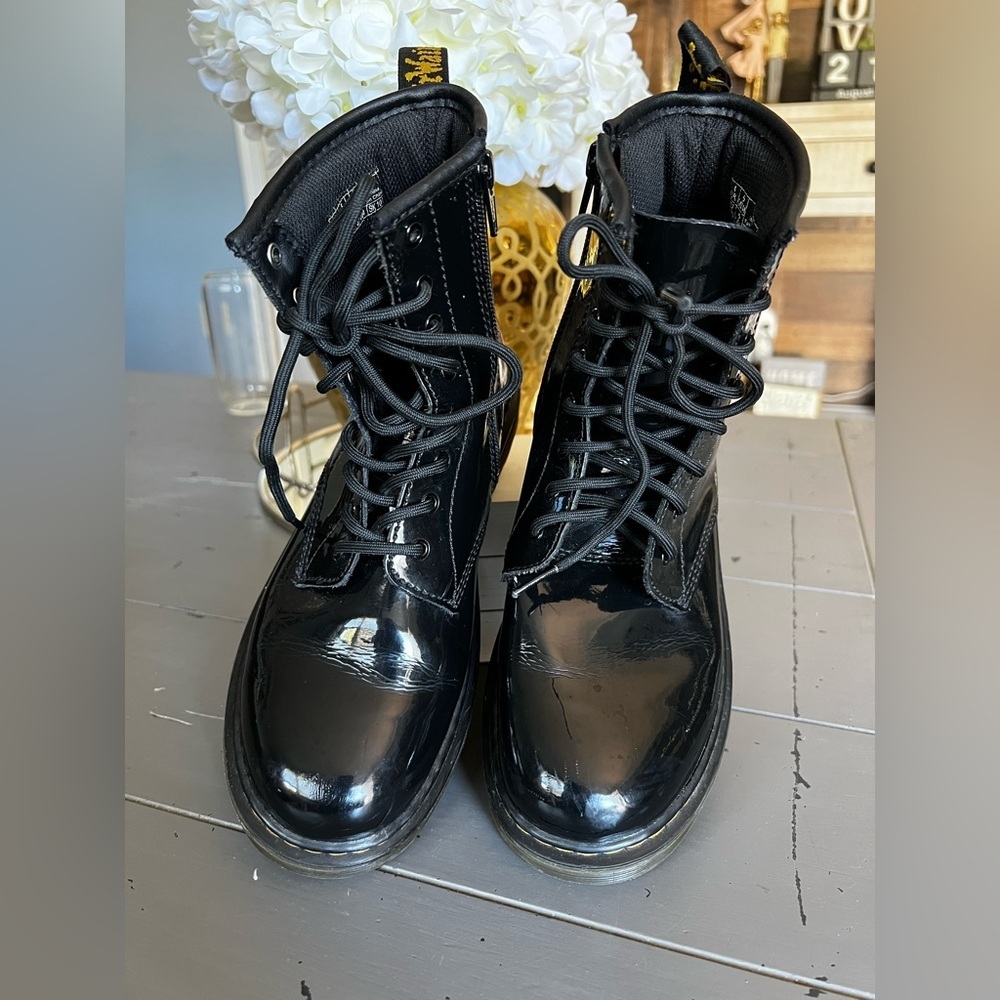 Dr Martens 1460  Patent Leather Lace Up Boots Black Size‎ 5